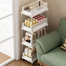 Axyaa Wheeled Storage Rack, Tiered Organizer, Space-Saving Shelf for Home & Kitchen