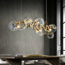 Axyaa Luxury Glass and Gold Pendant Light for Modern Dining Room