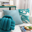 Axyaa Blue Jacquard Throw Pillowcase: 45x45 Cotton Sofa Cushion Cover