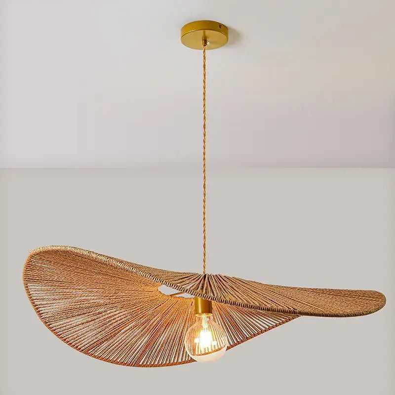 Axyaa Rope Weave Straw Hat Chandelier for Home Ceiling Lighting