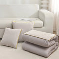 Axyaa Chenille-Rimmed Cotton Pillow Quilt: Solid Color Dual-Purpose Two-in-One Design