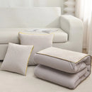 Axyaa Chenille-Rimmed Cotton Pillow Quilt: Solid Color Dual-Purpose Two-in-One Design