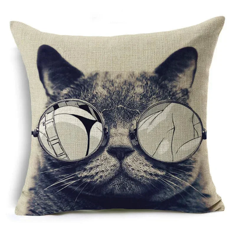 Axyaa Retro Cat Pillow Cover for Sofa Decor, Boho Style Pillowcase