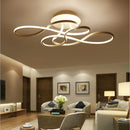 Axyaa Modern LED Chandelier Ceiling Lamp in White/Black Iron, 70cm