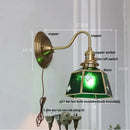 Axyaa Green Glass LED Wall Sconce with Copper Knob Switch