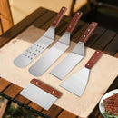 Axyaa BBQ Tool Set with Wooden Handle and Iron Plate - Stainless Steel Shovel