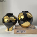 Axyaa Gold Foil Ceramic Vase for Flower Arrangement and Room Decor