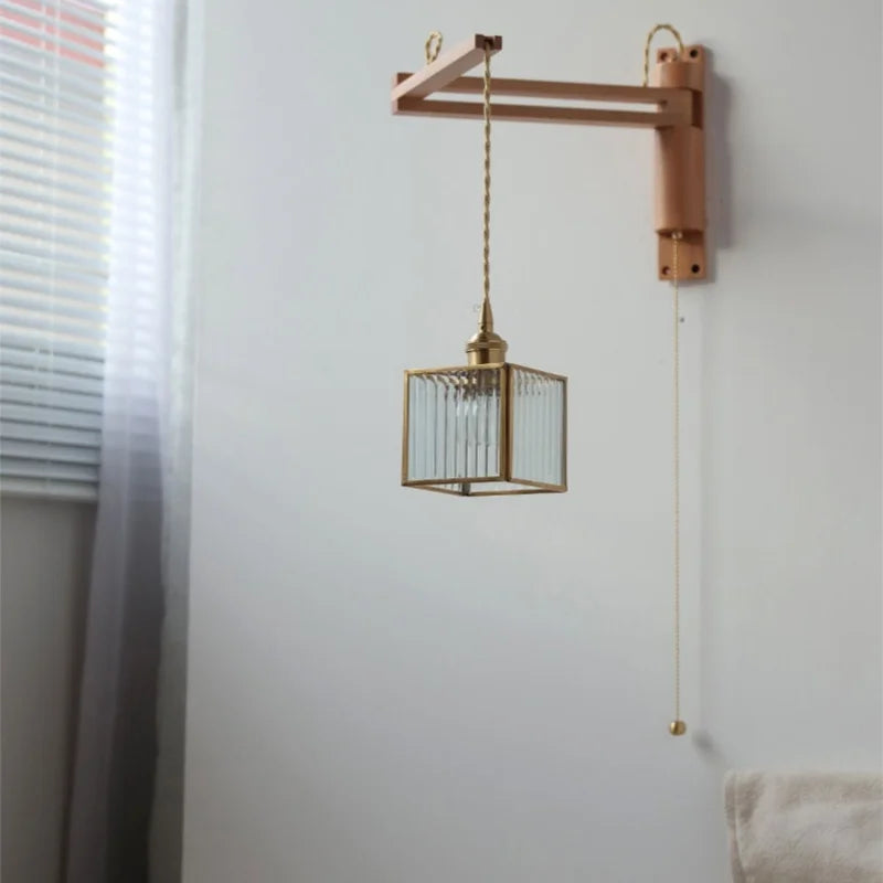 Axyaa Wabi Sabi LED Wall Light Mirror Glass Wood Modern Nordic Bedside Lamp