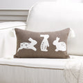 Axyaa Bunny Rabbit Floral Embroidery Pillow Cover, Soft Canvas Texture, Easter Home Decor