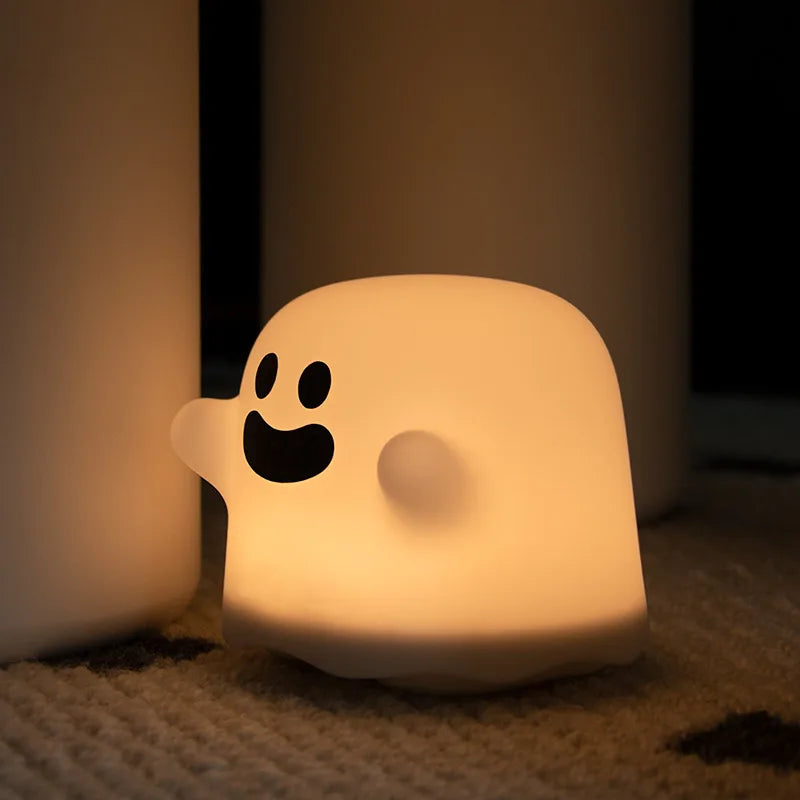 Axyaa Boo Ghost Silicone Lamp: Touch Sensor Dimmable LED Night Light, Rechargeable