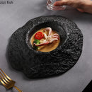 Axyaa Solid Color Rock Texture Ceramic Dessert Soup Salad Plate Set