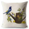 Axyaa Vintage Floral Bird Linen Cushion Cover - 45*45cm