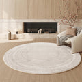 Axyaa Plush Round Rug: French Cream Style Bedroom Decor, Soft Fluffy Carpet for Living Room