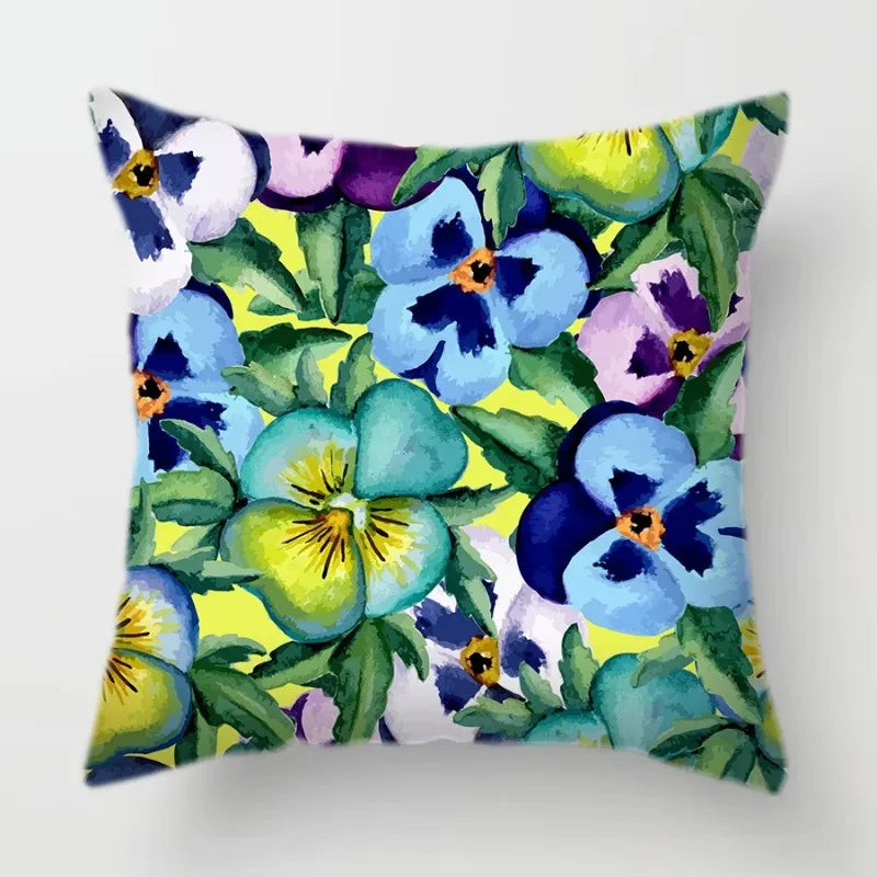 Tropical Plants Parrot Feather Cushion Cover for Sofa by Axyaa