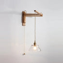 Axyaa Wooden LED Wall Lamp Clear Glass Gold Socket Modern Stair Light