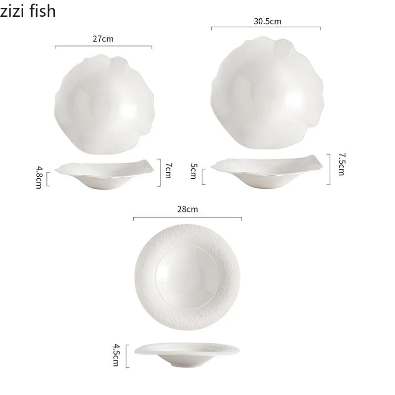 Axya Ceramic Deep Soup & Salad Plate Set for Restaurants & Desserts