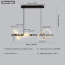 Axyaa Glass Bubble Pendant Lamp Black Gold LED Chandelier Light
