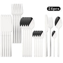 Axyaa 24Pcs Gold Cutlery Set Stainless Steel Flatware Dinnerware Kitchen Tableware