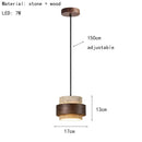Natural Stone Pendant Light Wabi-sabi Walnut Wood Hanging Lamp by Axyaa