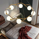 Axyaa Gold Ring Glass Chandelier - Modern Pendant Light for Living Room