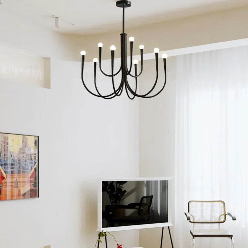 Axyaa French Style Black Pendant Light Luxury Led Chandelier for Living Room