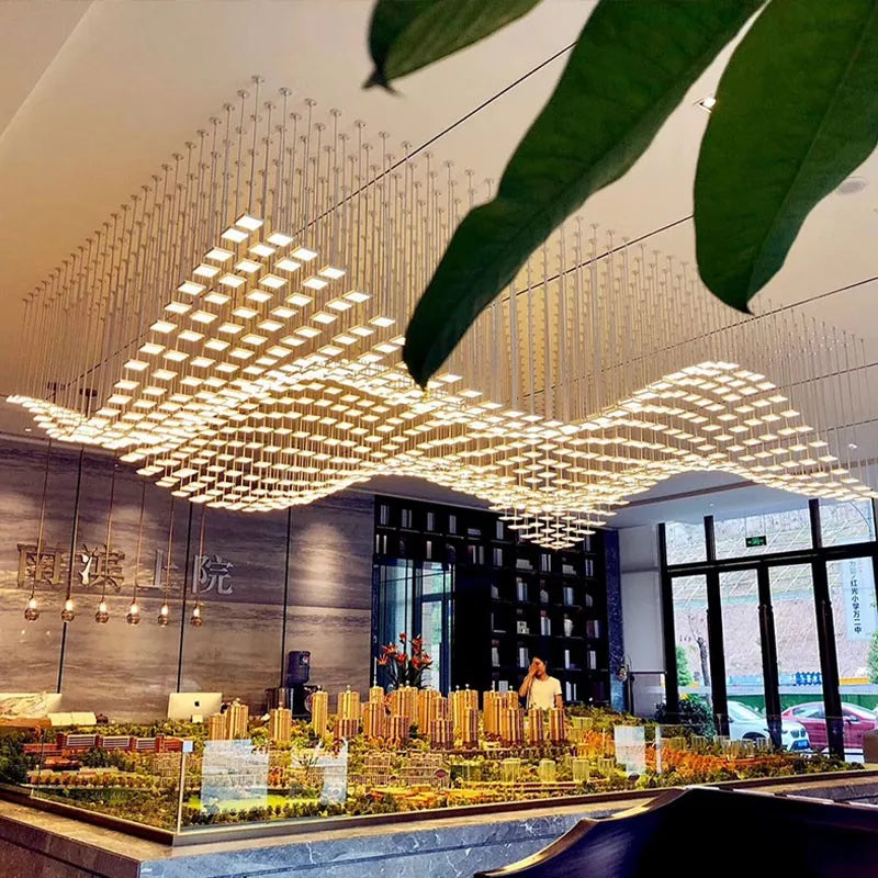 Axyaa Acrylic Hanging Chandelier LED Pendant Light for Living Room & Hotel