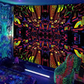 Axyaa Black Light Tapestry UV Reactive Wall Hanging Psychedelic Decor
