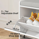 Axyaa Shoe Storage Bench with Padded Seat & Two Flip Drawers