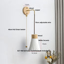 Axyaa Nordic Modern LED Wall Sconce Natural Wood & Ceramic Bathroom Mirror Light