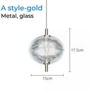 Axyaa Glass Ball Lighting Fixture for Bedroom, Dining Room, Hallway - Clear Striped Glass