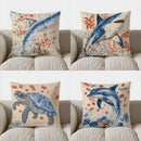 Blue Marlin Artistic Throw Pillow Cover by Axyaa - Sofa Bedroom Car Decor