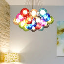 Axyaa Glass Bubble Chandelier Pendant Lamp, Colorful Suspension Hanging Light