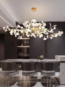 Axyaa Ginkgo Leaf Ceramic LED Chandeliers for Modern Living & Dining Rooms