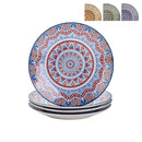 Axyaa Bohemian Style Ceramic Dessert Plate Set - 6/12 Piece, 8.5 Inch
