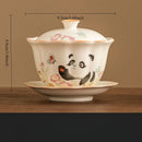Axyaa Lotus Petal Ceramic Kung Fu Tea Set Bowl: High-end Single Butterfly Cover