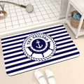 Axyaa Blue Emblem Pattern Diatom Mud Floor Mat: Super Non-Slip & Absorbent