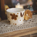 Axyaa Retro Embossed Ceramic Mark Mug for Coffee and Tea