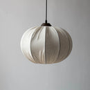 Axyaa Wabi-sabi Fabric Pumpkin Chandelier, Solid Wood Dining Room Tea Room Pendant Lamp