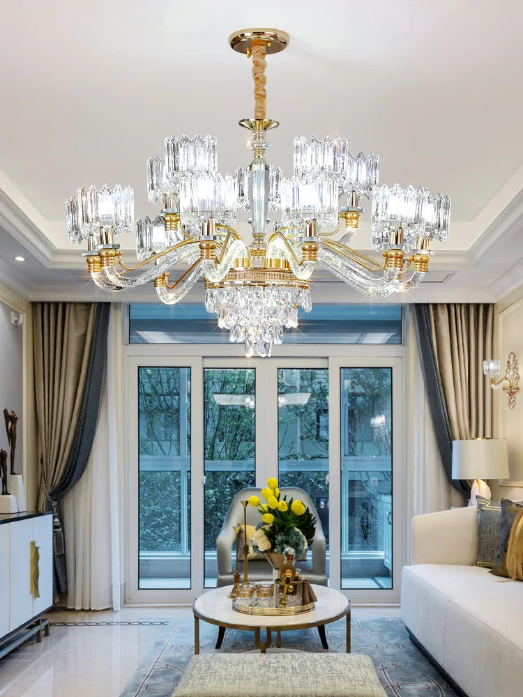 Axyaa Crystal Chandelier for Elegant Living Spaces