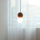 Axyaa Wood Glass Ball LED Pendant Lights Modern Nordic Hanging Lamp