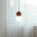 Axyaa Wood Glass Ball LED Pendant Lights Modern Nordic Indoor Hanging Lamp