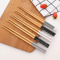 Axyaa Bamboo & Wood Chopsticks Set - Non Slip, Non Moldy, Multi Color