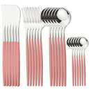 Axyaa 24Pcs Stainless Steel Cutlery Set Dinnerware Flatware Knife Fork Spoon