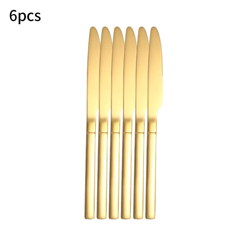 Axyaa Stainless Steel Cutlery Set - High-End Steak Knife, Fork, Dessert Spoon