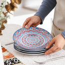 Axyaa Bohemian Style Ceramic Dessert Plate Set - 6/12 Piece, 8.5 Inch