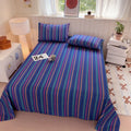 Axyaa Grid Striped Brushed Cotton Flat Sheet for Single Double Bed Top Linens