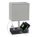 Axyaa Fabric Shade Knob Switch Table Lamp with USB Charging & Touch Control