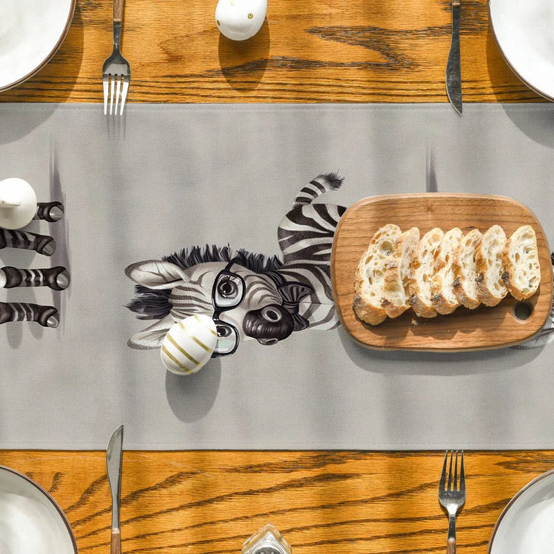 Axyaa Zebra Print Table Runner: Stylish Dining Decor for Indoor & Outdoor Tables