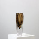 Axyaa Brown Glazed Hammer Cut Glass Vase - Handcrafted Decorative Ornament