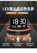 Axyaa Light Luxury Wall Clock with Digital Display and Silent Perpetual Calendar